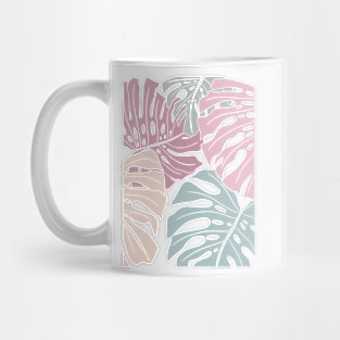 Abstract Pastel Colors Monstera Leaves Mug